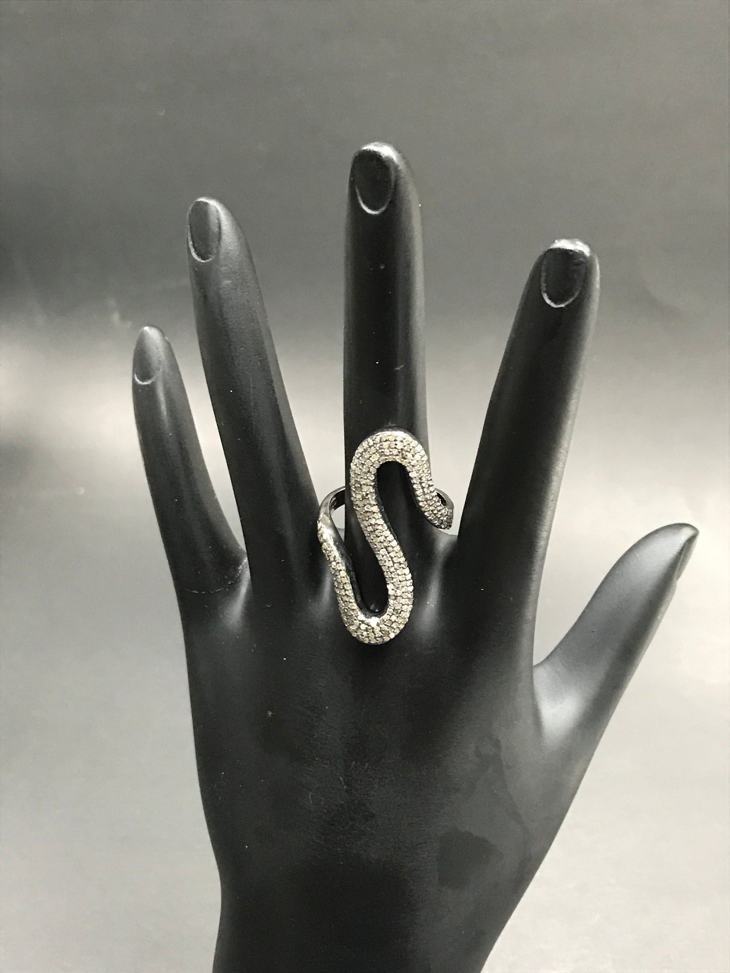 Diamond Shape Diamond Ring, Pave Diamond Ring, Pave Shape Ring, Approx 33 x 19mm. Sterling Silver