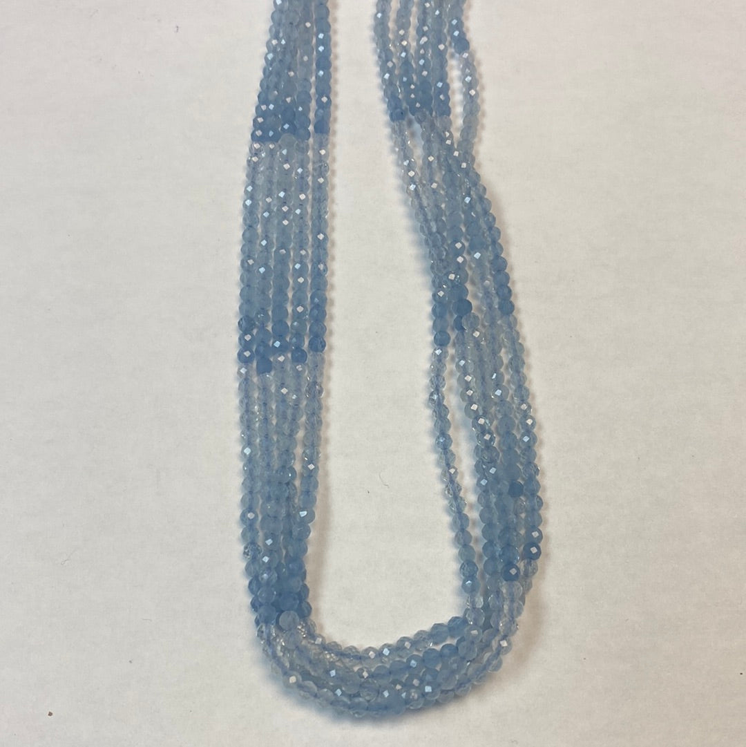 AQUMARINE BEADS ROUND FACETED 3-4MM