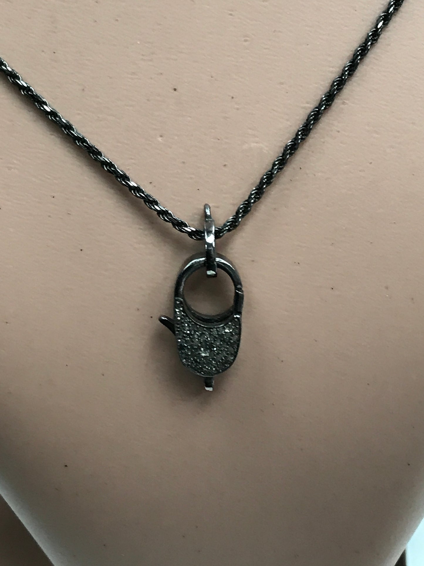 Diamond Clasps .925 Oxidized Sterling Silver Diamond Clasps, Genuine handmade pave diamond Clasps Size Approx 1.04"(26 x 9 MM)