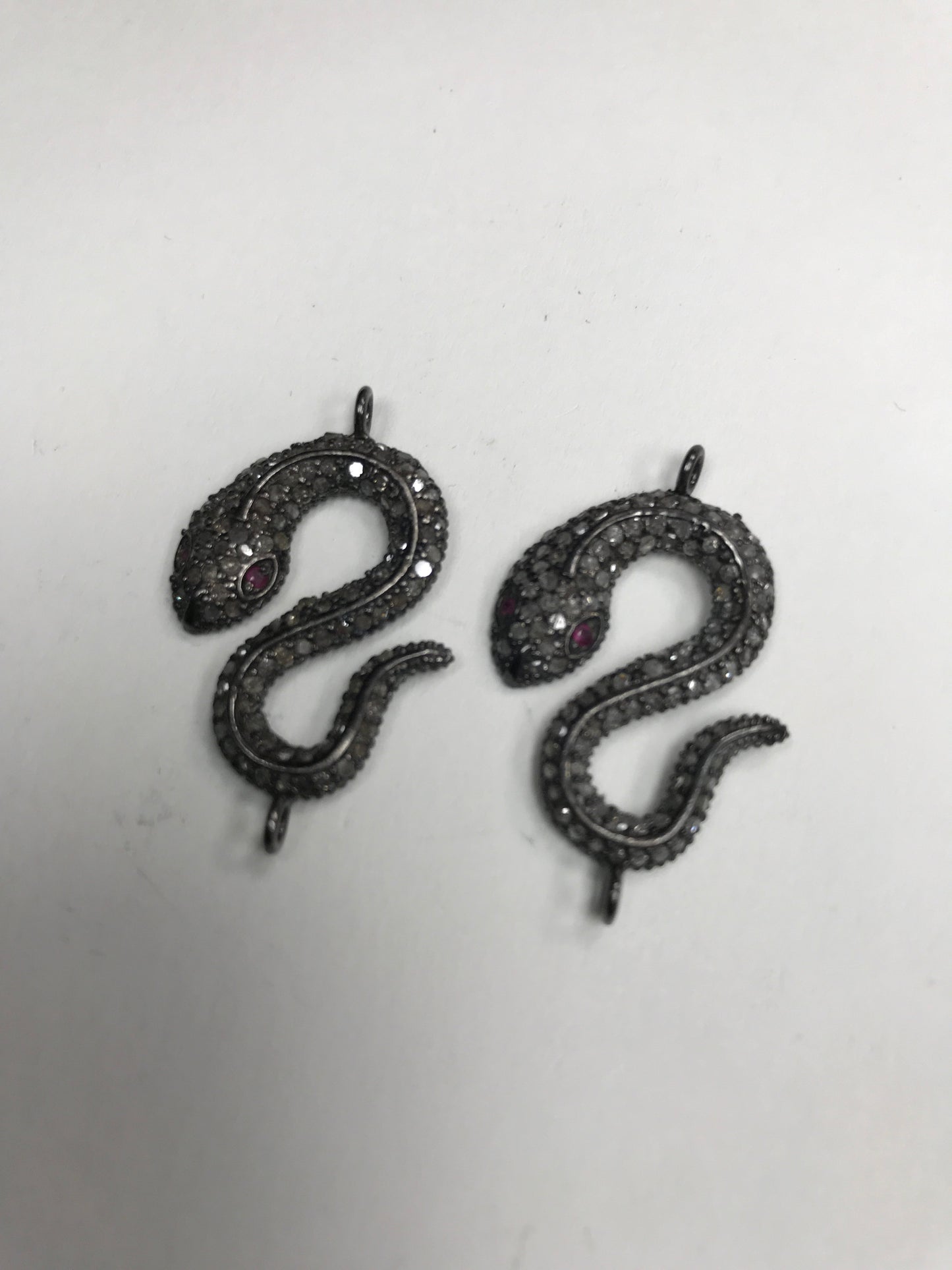 Silver and Diamond Pave Connector Charms