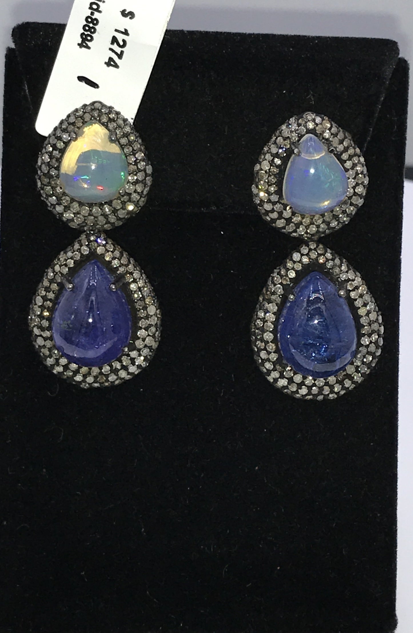 Opal and Tanzanite Earring with Diamonds