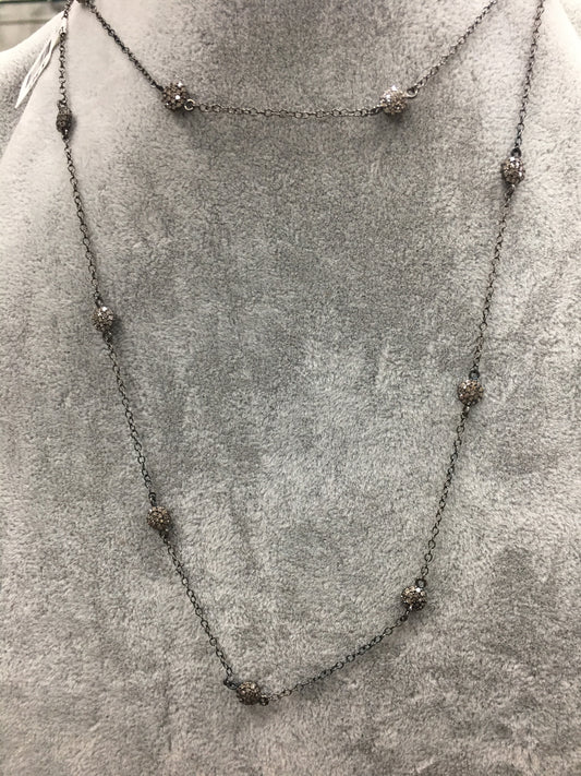 Double Side 5mm Coin With Silver And Diamond Necklace 36''