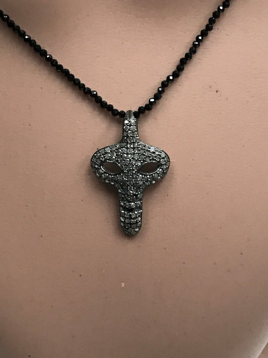 Skull Diamond Charm .925 Oxidized Sterling Silver Diamond Charms, Genuine handmade pave diamond Charm Size Approx 1.20"(19 x 30 MM)