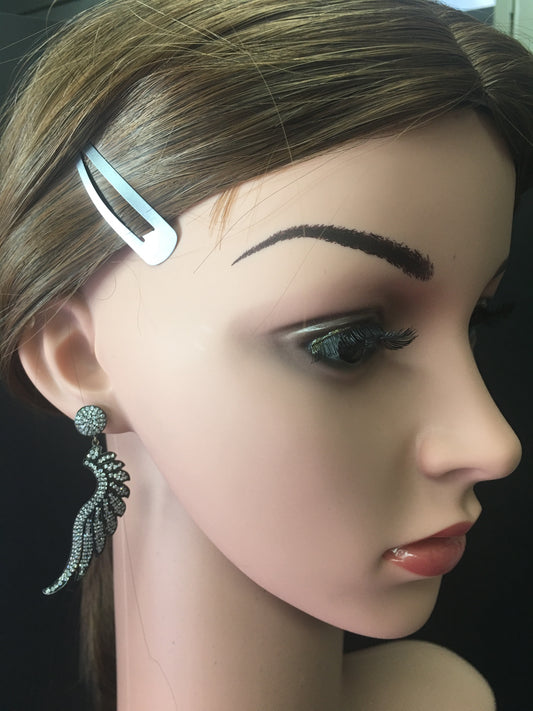 CUBIC ZIRCON FEATHER EARRINGS