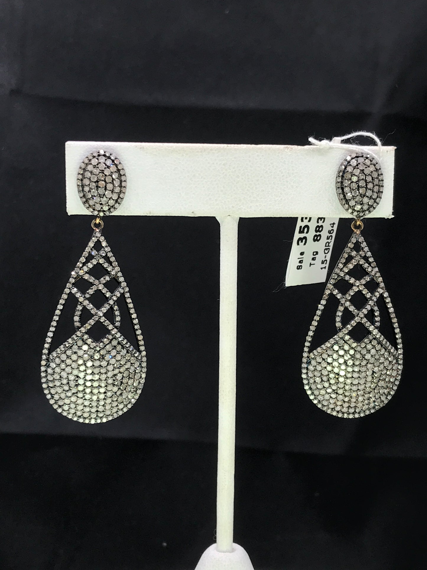 Diamond and Silver Black Rhodium Finish Earring