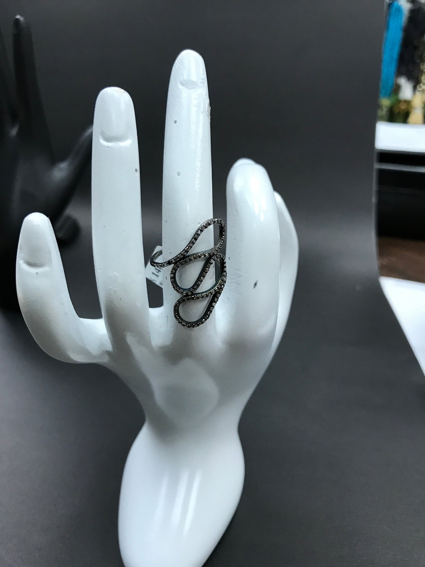 Pave Diamond Ring of Sterling Silver Studded with Natural Diamond Vintage Style Ring Jewellery