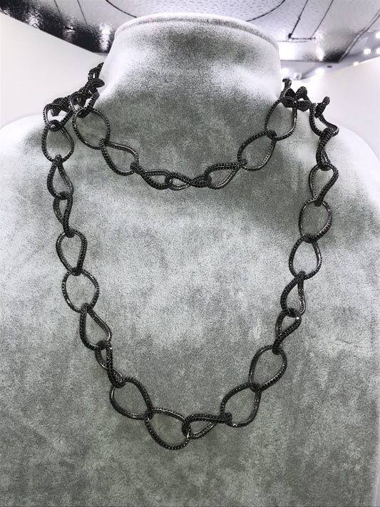 Black Spinel Link Chain Necklace