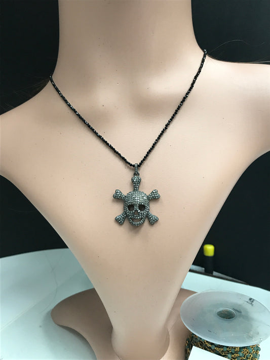 Diamond Charm .925 Oxidized Sterling Silver Diamond Charms, Genuine handmade pave diamond Charm Size Approx 1.28"(32 x 29 MM)