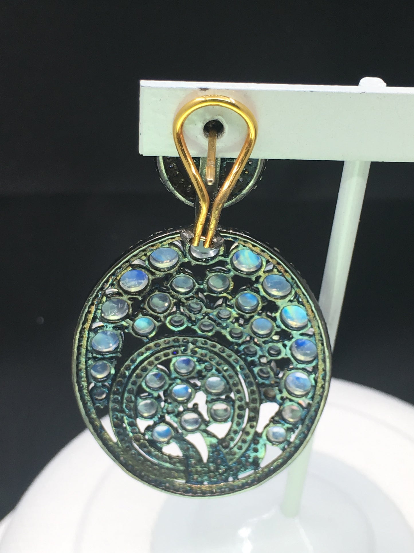 MOONSTONE AND DIAMOND EARRING