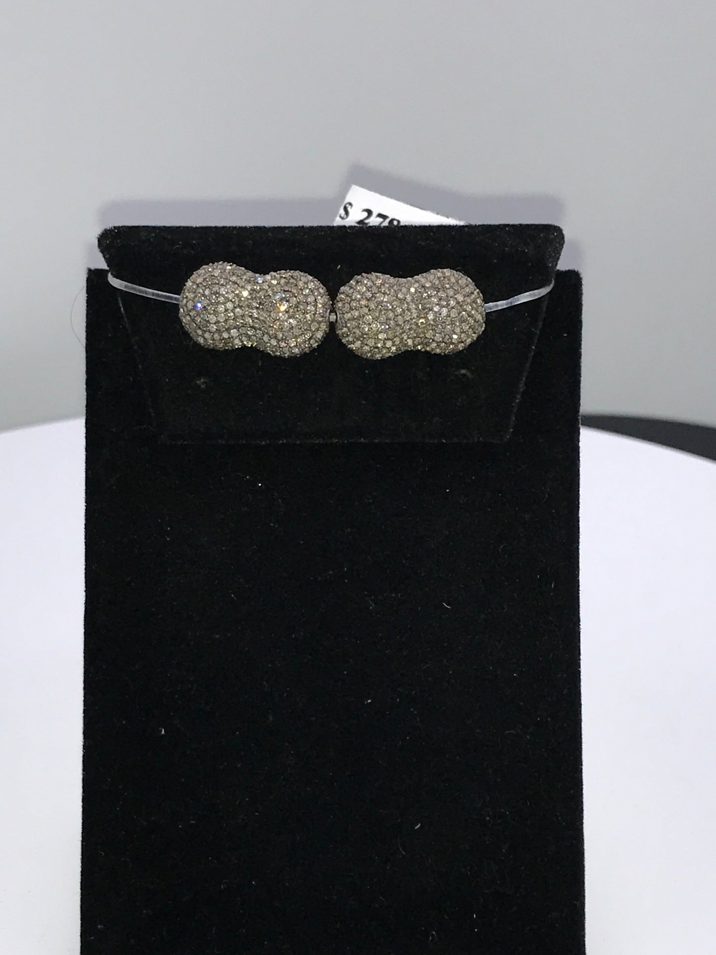 Nuggets Pave Diamond Bead .925 Oxidized Sterling Silver Diamond Beads, Genuine handmade pave diamond Beads Size Approx 0.72"(10 x 18 MM)