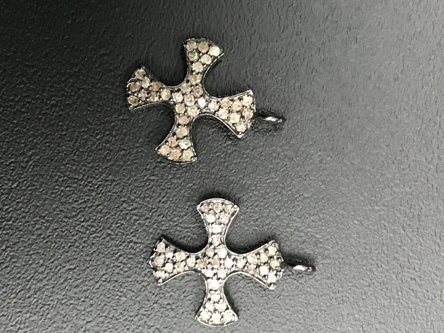 Pave Diamond Pendant, Pavé Cross Pendant, Diamond Cross Pendant, Pave Cross Charm, Approx 0.56''14 x 14mm) Oxidized Silver