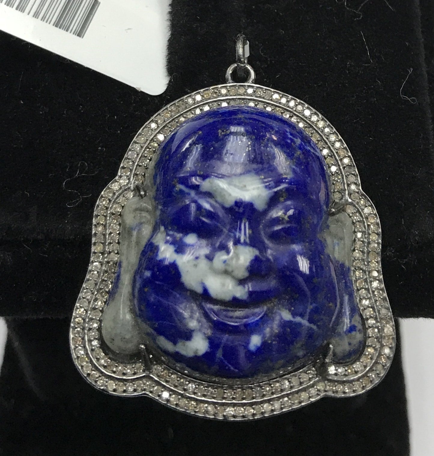 Lapise and Diamond Laughing Buddha Pendant