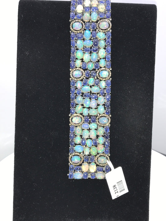 Opal and Kynite Bracelet with Diamonds