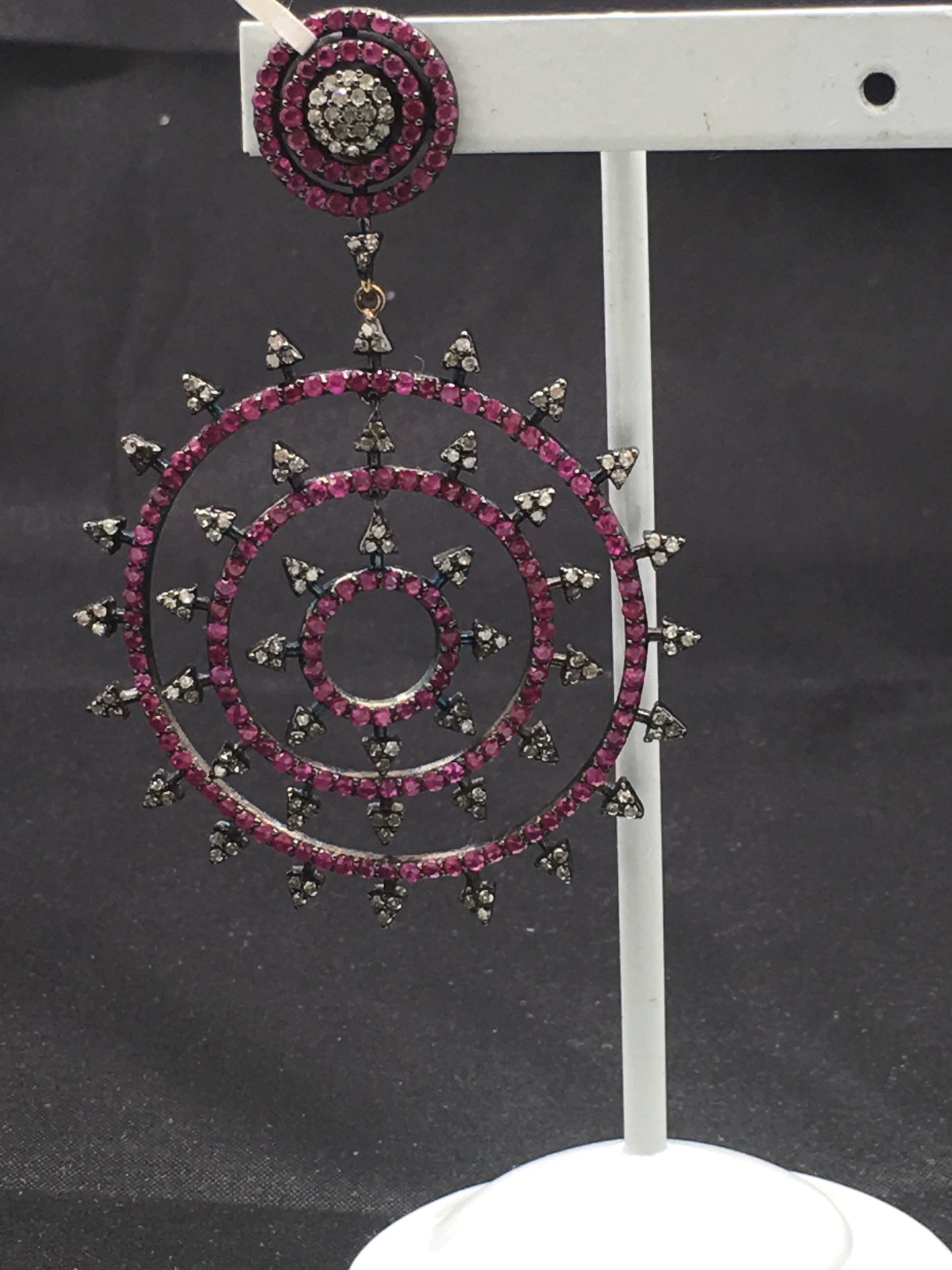 Diamond and Ruby Circle Earring