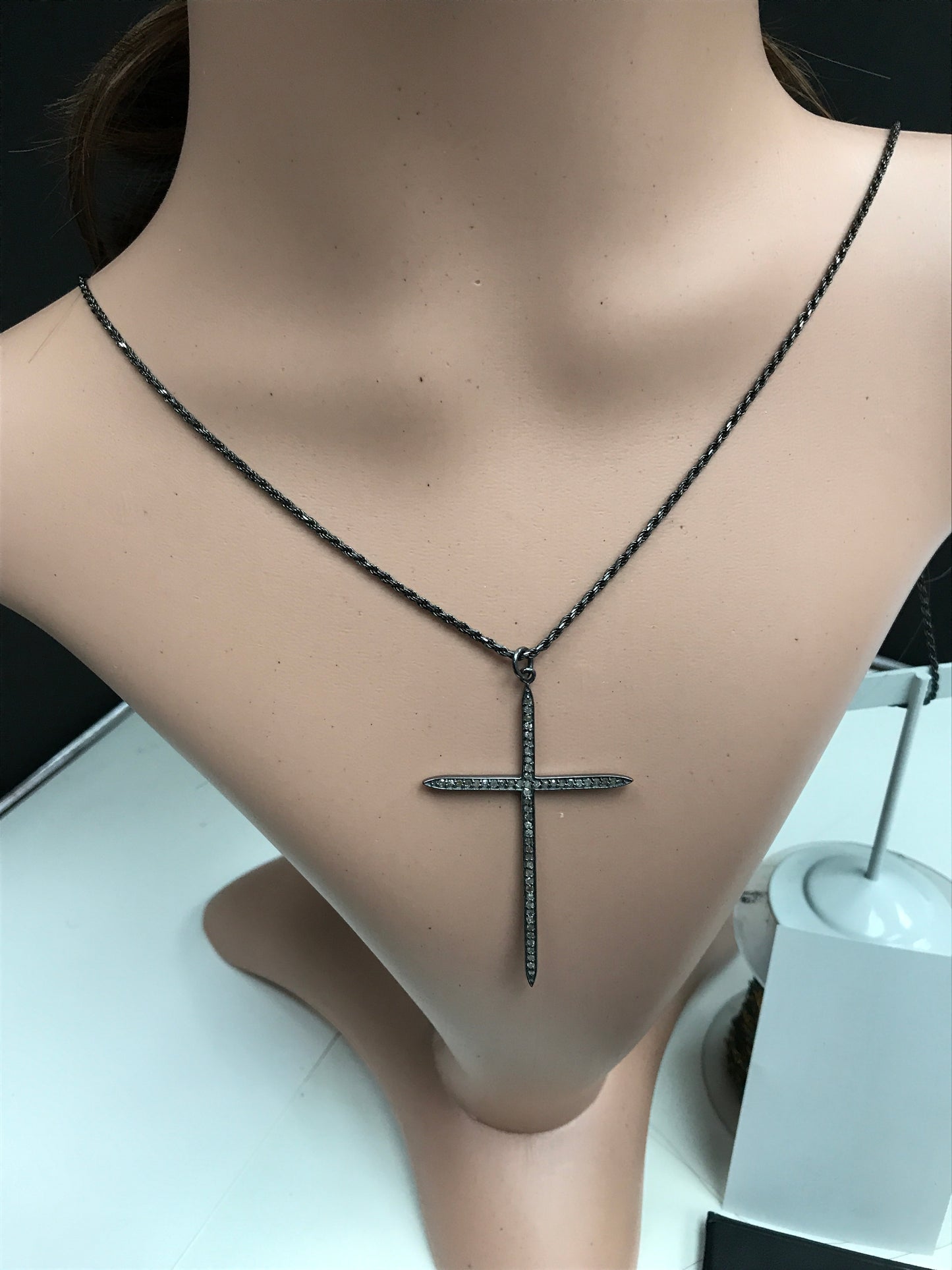 Cross Diamond Charm, 64 mm long, 0.54 cts natural diamonds