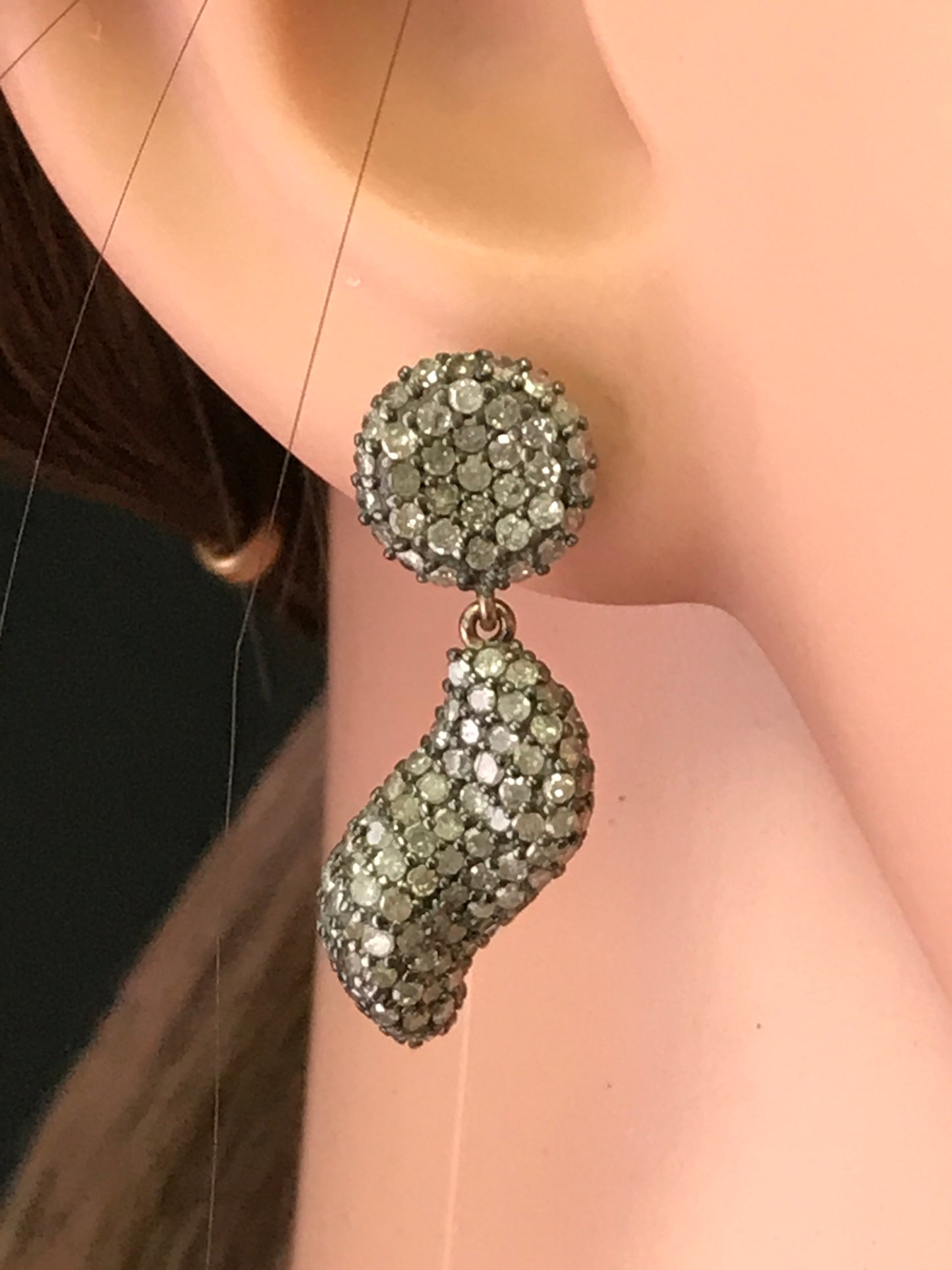 Diamond and Silver Black Rhodium Finish Earring