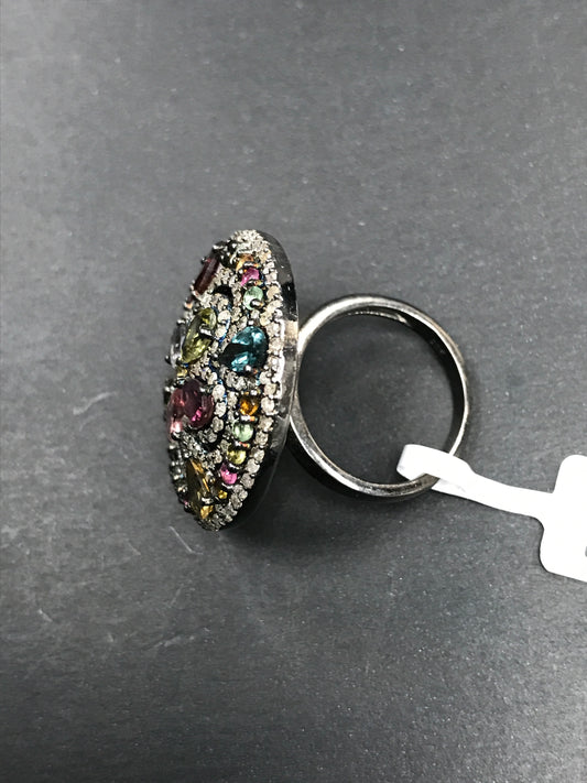 DIAMOND AND MULTI TOURMALINE RINGS