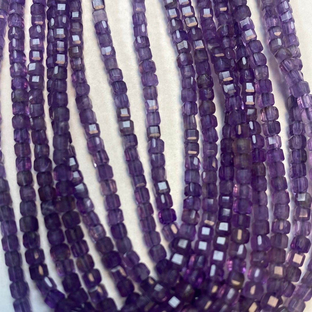 Amethyst Faceted Square, Amethyst faceted box, faceted cube