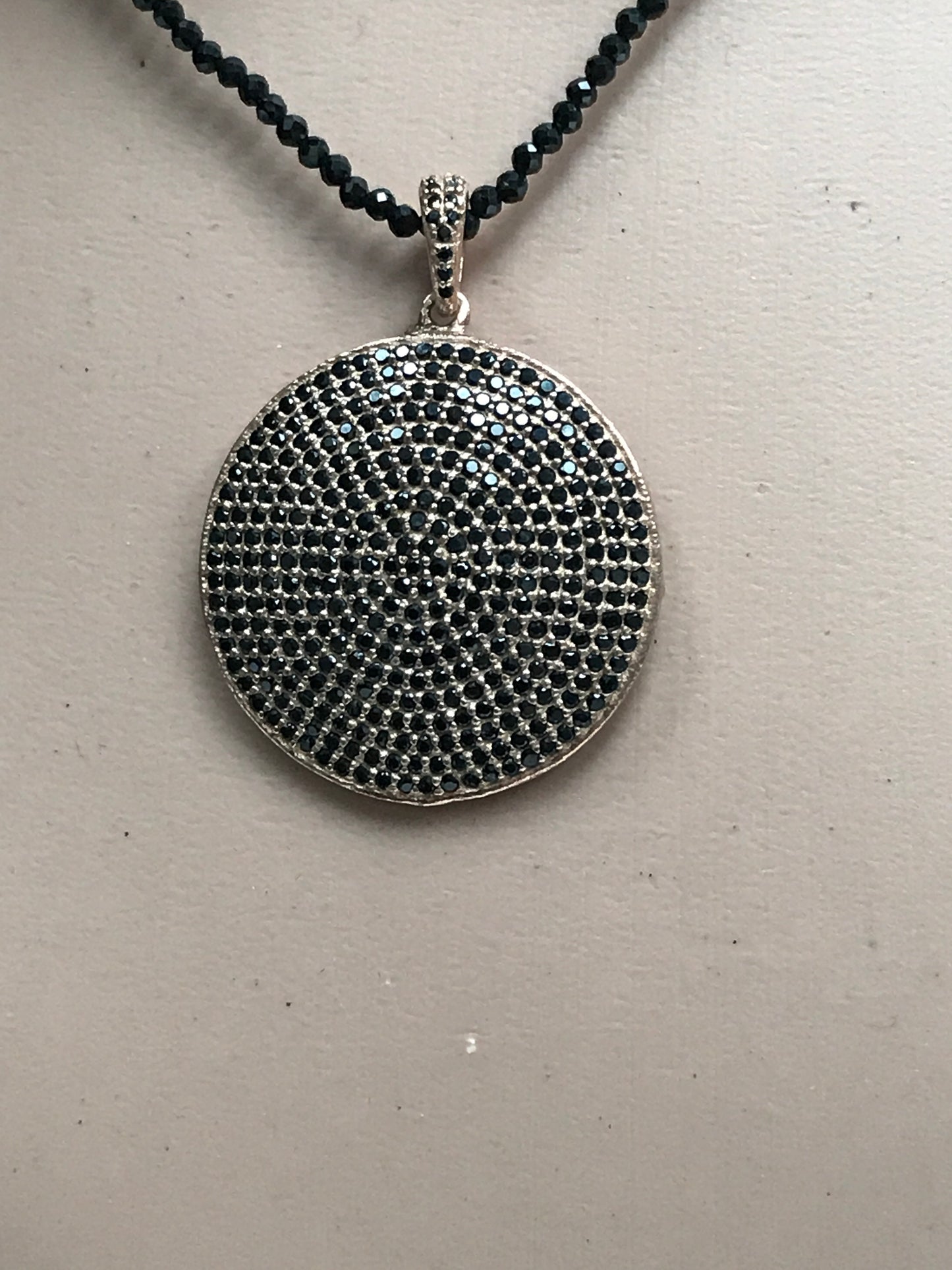 Round Shape Black Spinel Charm