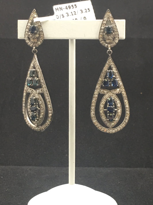 Diamond and Blue Sapphire Earrings