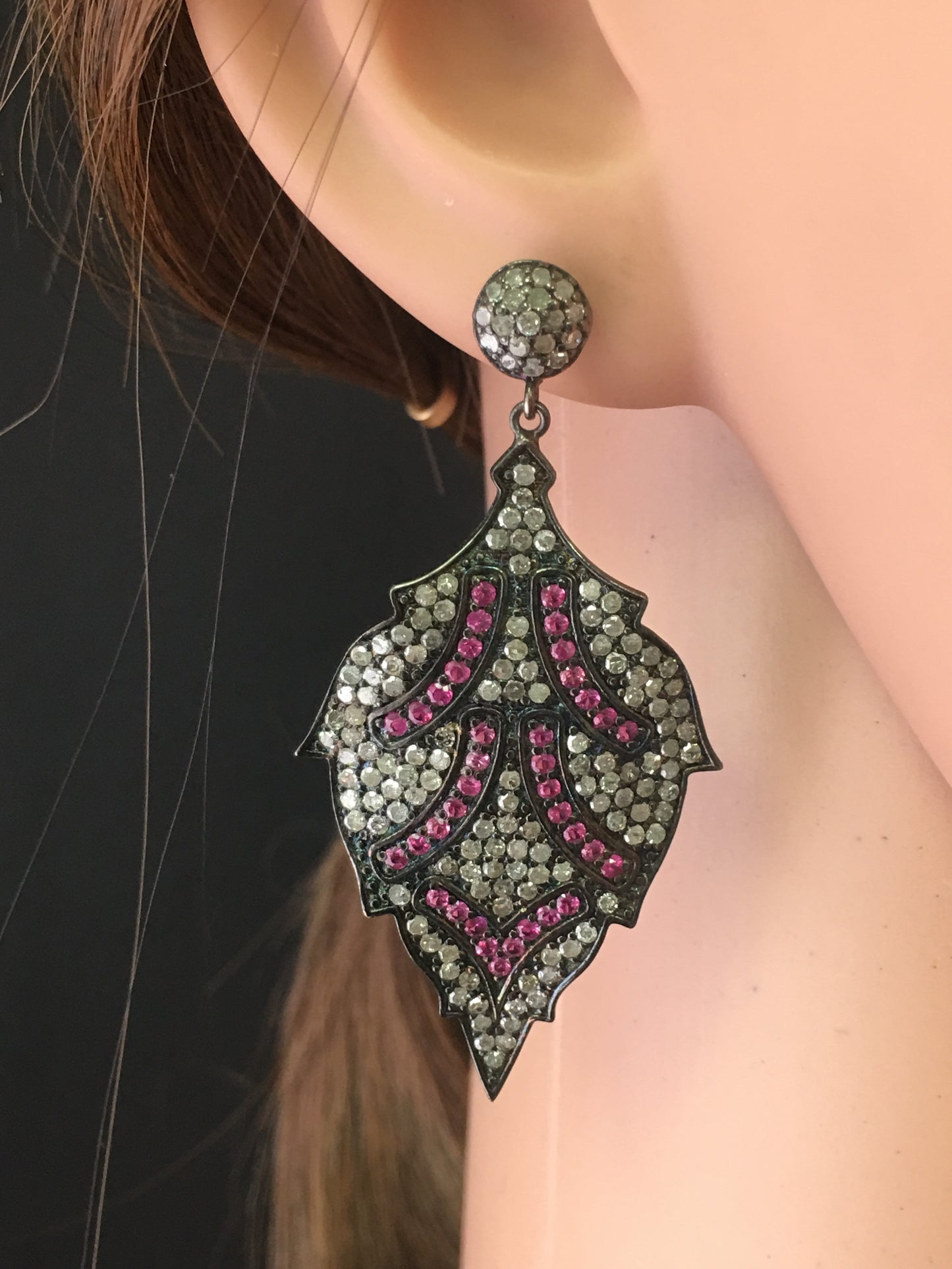 Silver and Diamond Pave EARRINGS