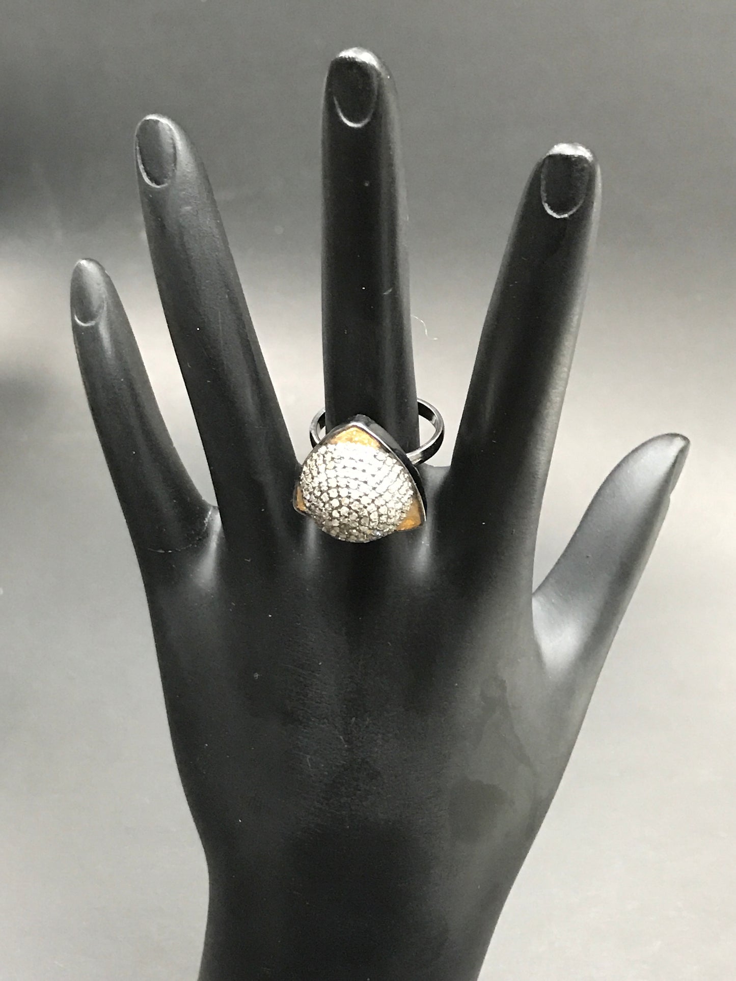 Ball Pave Diamond Ring .925 Oxidized Sterling Silver Diamond Ring, Genuine handmade pave diamond Ring Size Approx 0.80"(20 MM)