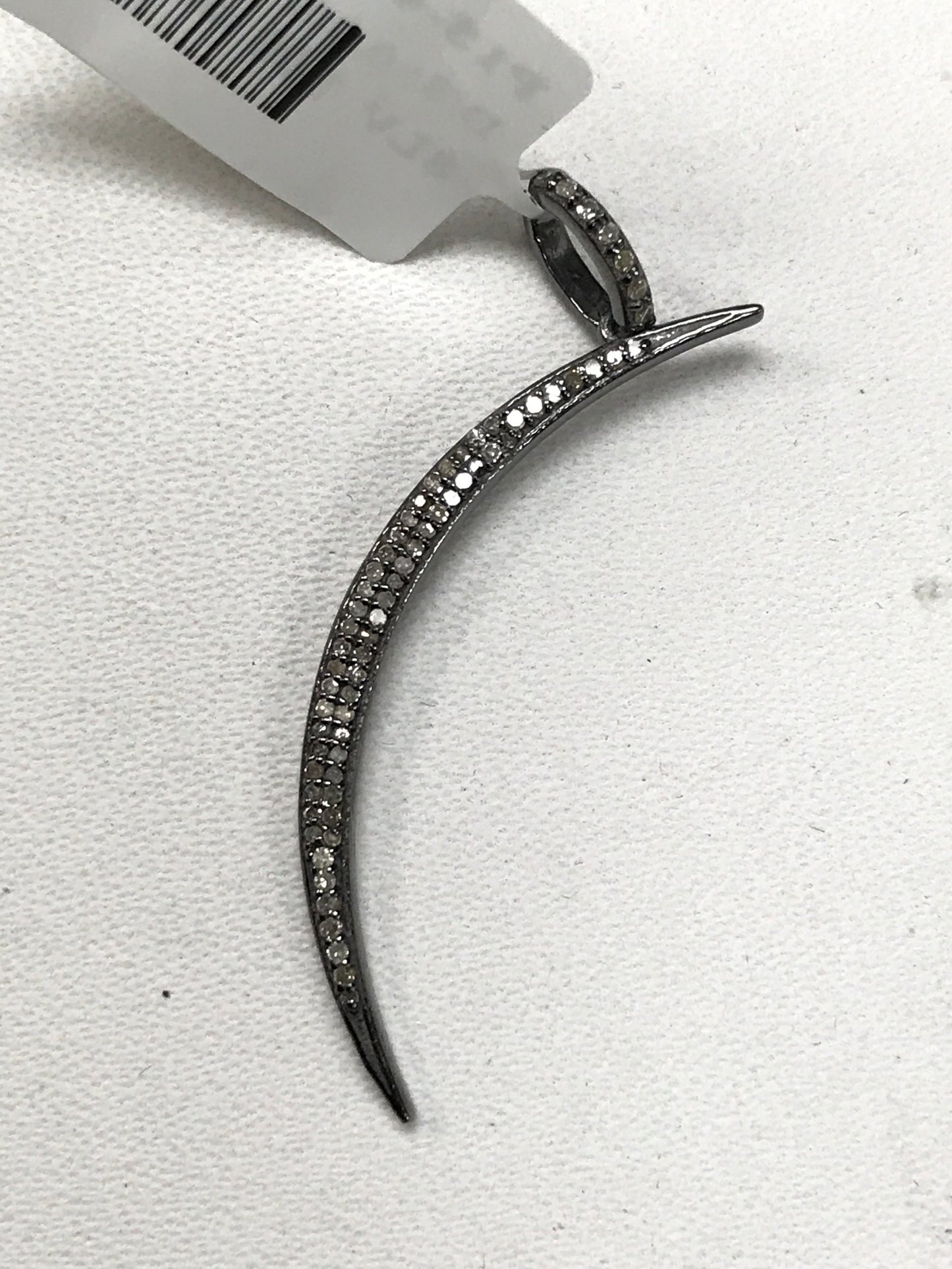 Moon Shaped Diamond Charm .925 Oxidized Sterling Silver Diamond Charms, Genuine handmade pave diamond Charm Size Approx 1.56"(12 x 39 MM )