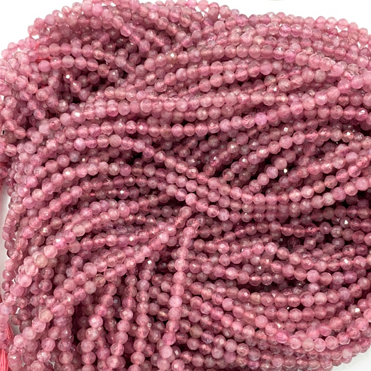Tourmaline Pink Beads Facetted 3-4mm