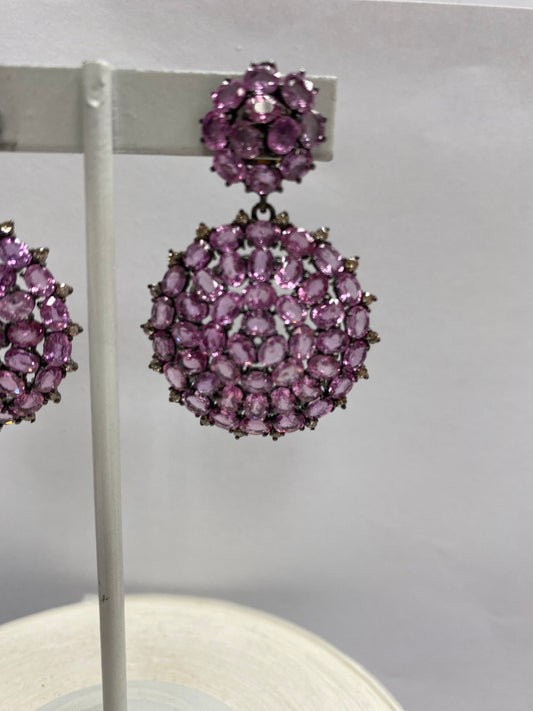 Round Diamond and Gemstone Earring