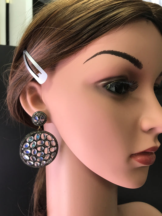 Round Diamond Earring with Opal