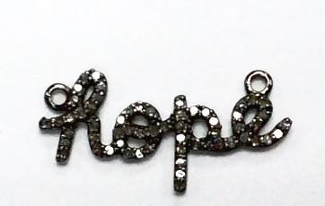 Hope Diamond Charm .925 Oxidized Sterling Silver Diamond Charms, Genuine handmade pave diamond Charm Size Approx 1.20"(30 MM)