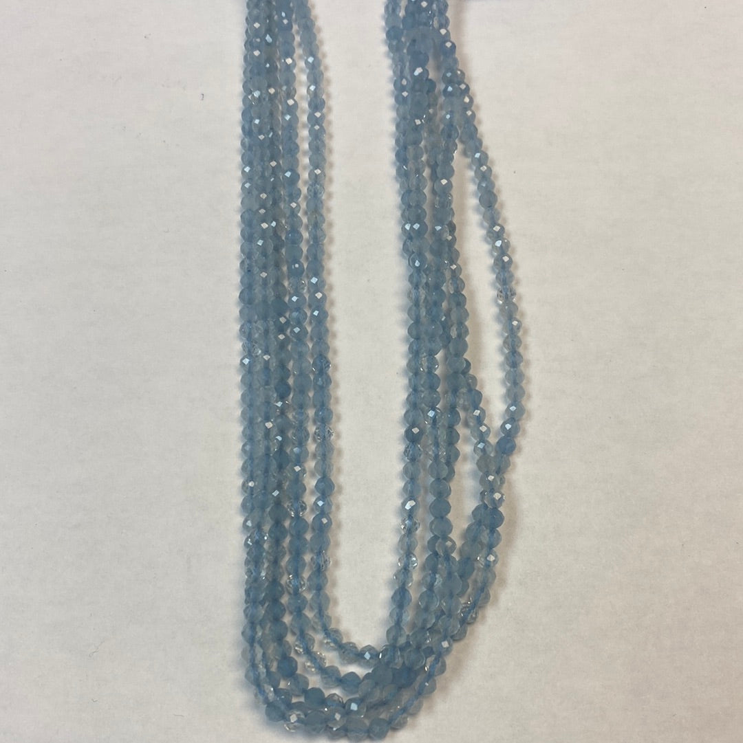 AQUMARINE BEADS ROUND FACETED 3-4MM