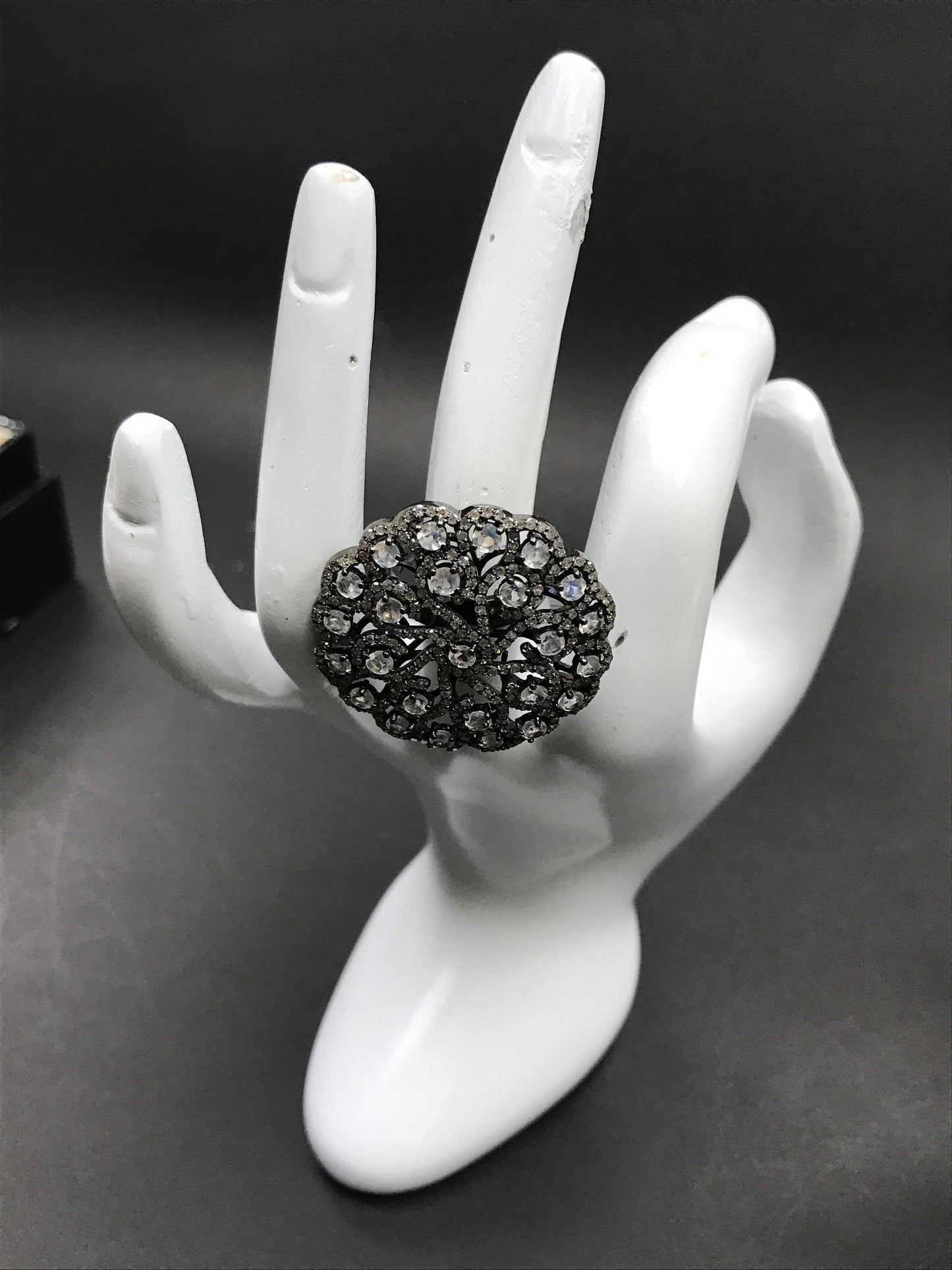 Daimond and Silver Rainbow Moonstone Rings