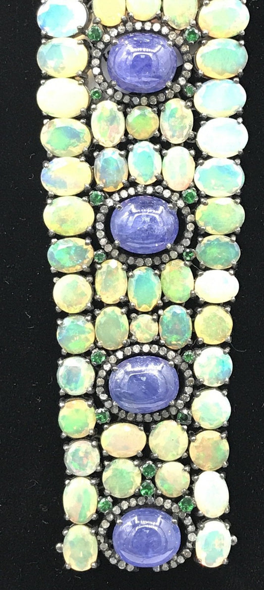 Opal and Tanzanite Designer Bracelet with Diamonds