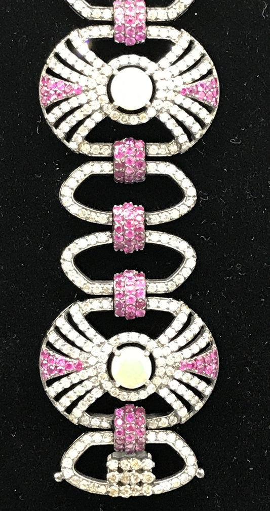 Diamond and Ruby Designer Bracelet with Opals