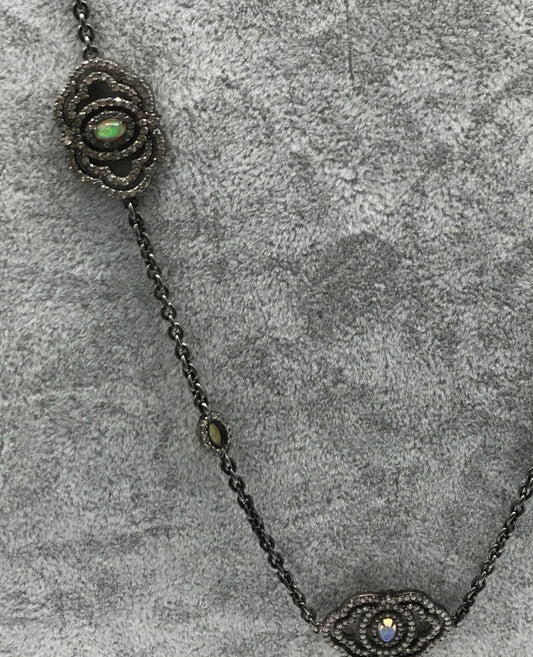 Opal Link Charm Necklace