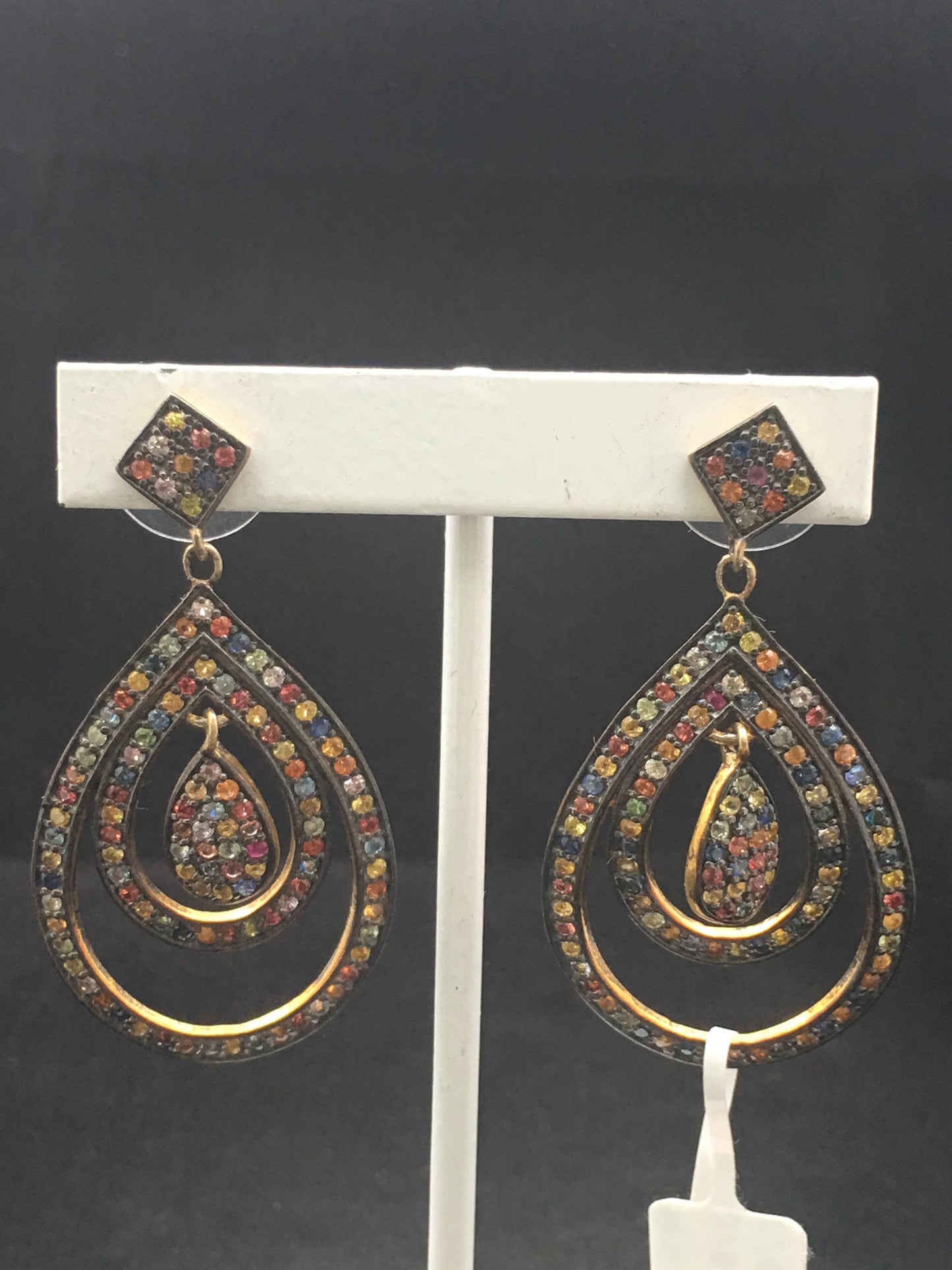 Diamond Silver Earring .925 Oxidized Sterling Silver Diamond Earring, Genuine handmade pave diamond Earring