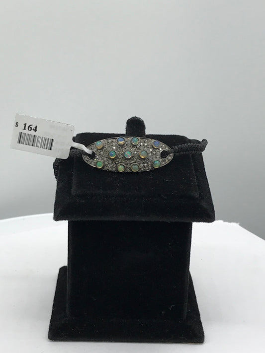Oval Shape Opal and Diamond Marcame Bracelet