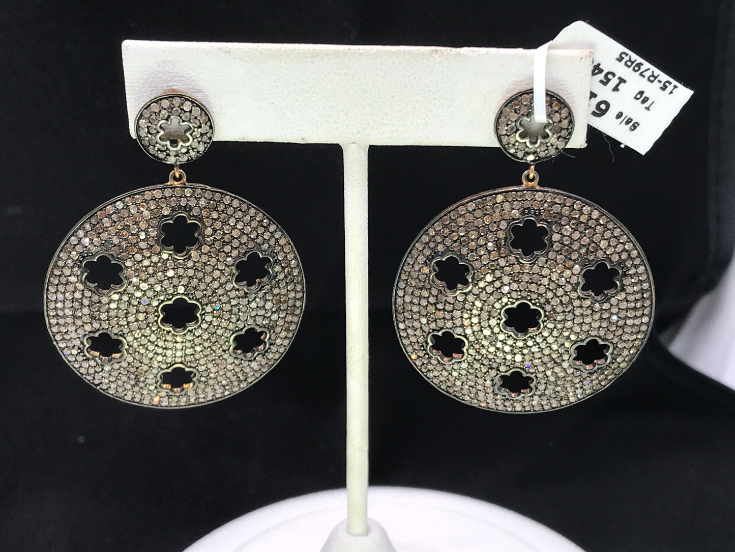 Diamond and Silver Black Rhodium Finish Earrings