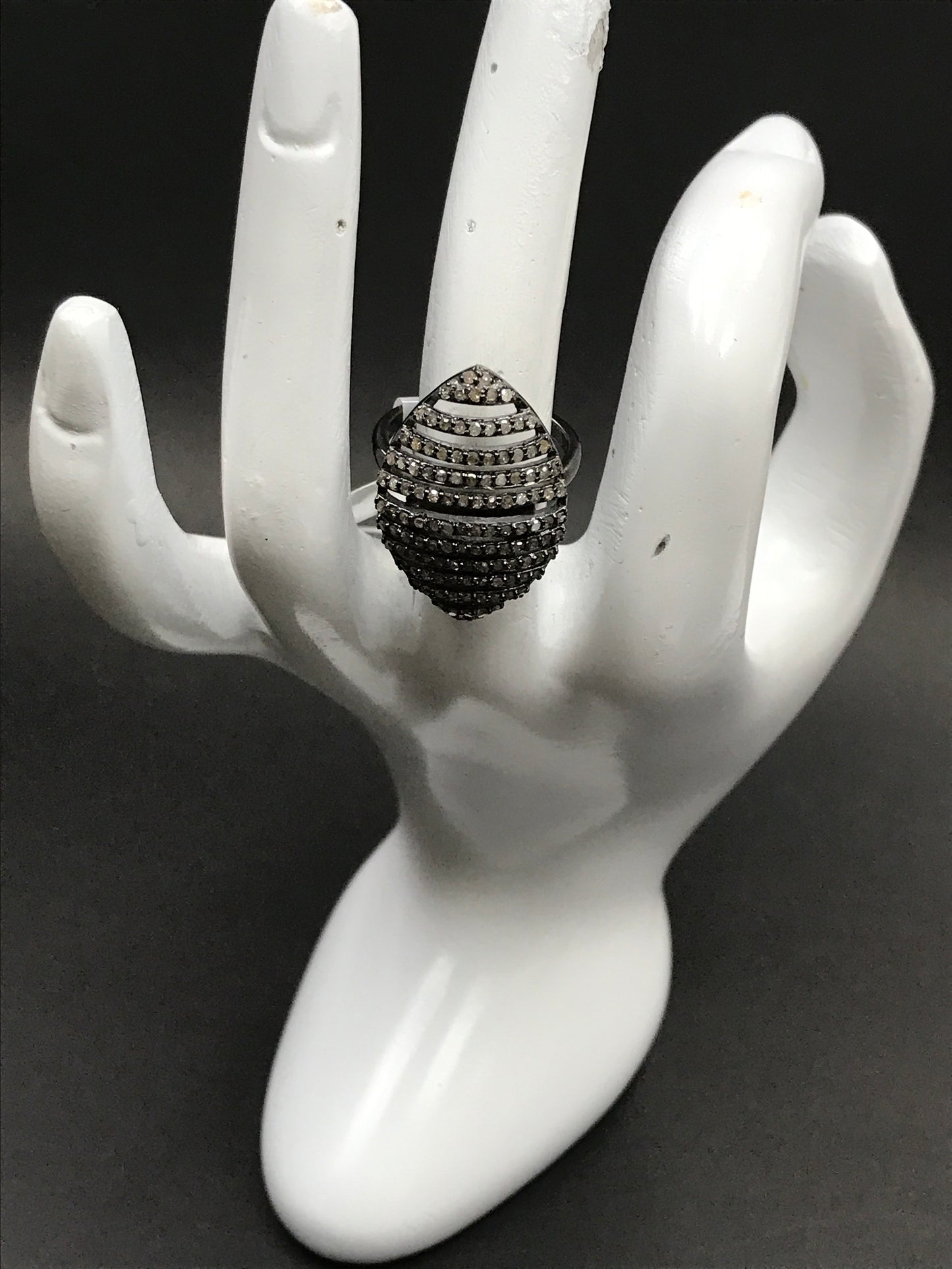 Diamond and Silver Black Rhodium Finish Rings