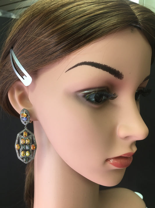 Diamond and Sapphire Earrings,