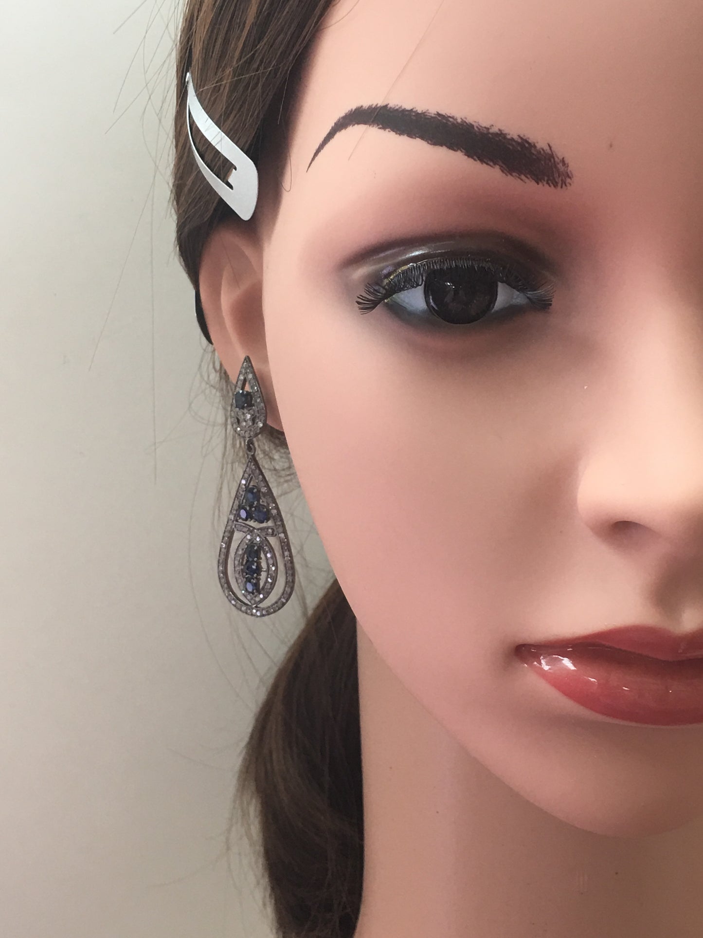 Diamond and Blue Sapphire Earrings