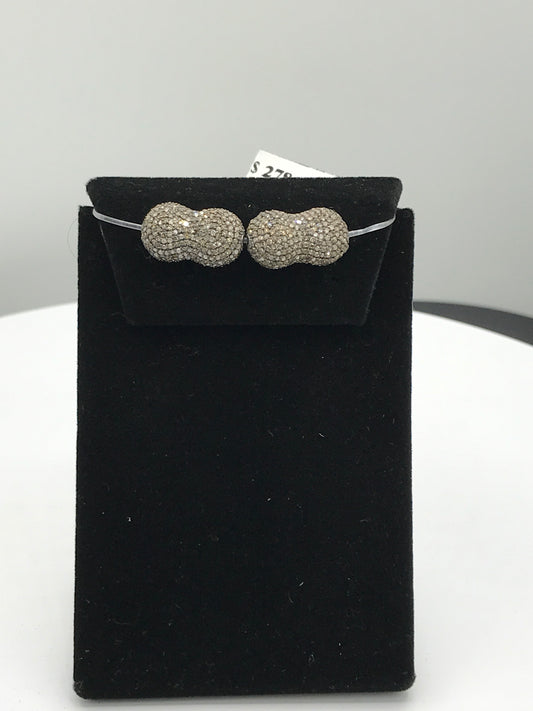 Nuggets Pave Diamond Bead .925 Oxidized Sterling Silver Diamond Beads, Genuine handmade pave diamond Beads Size Approx 0.72"(10 x 18 MM)