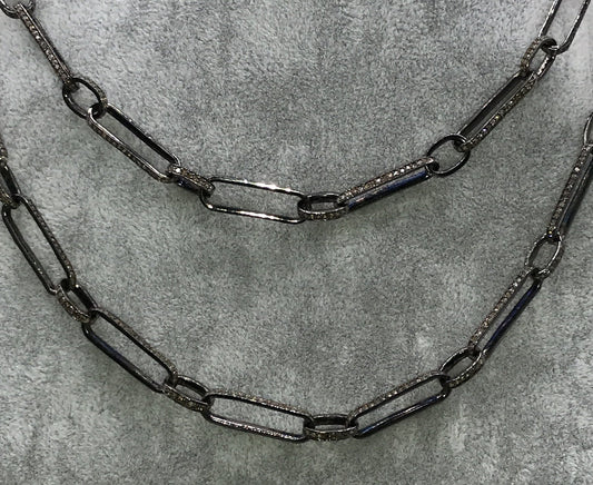 Rectangle Diamond Link Chain Necklace