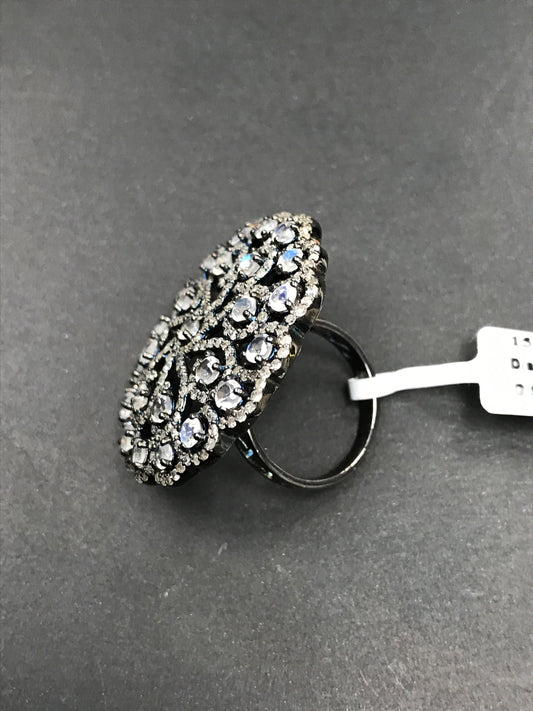 Daimond and Silver Rainbow Moonstone Rings