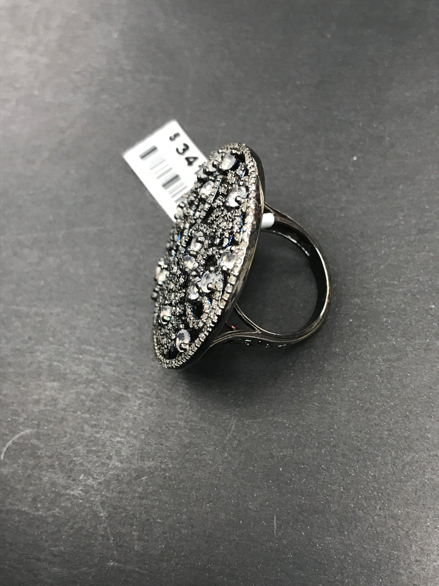 Daimond and Silver Rainbow Moonstone Rings