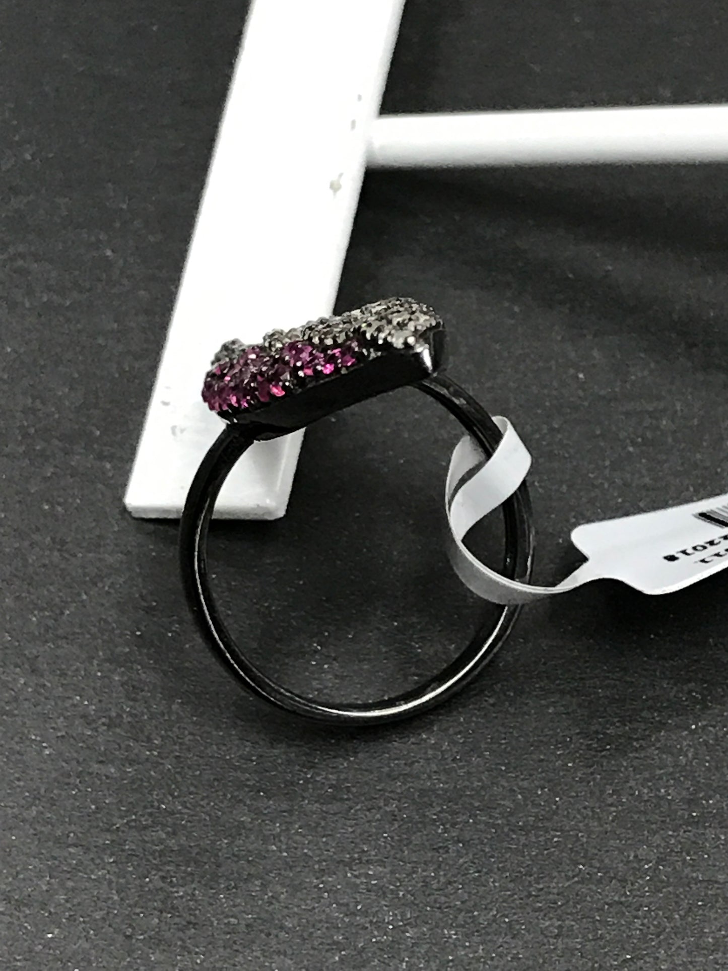 Diamond and Ruby Silver Black Rhodium Finish Rings