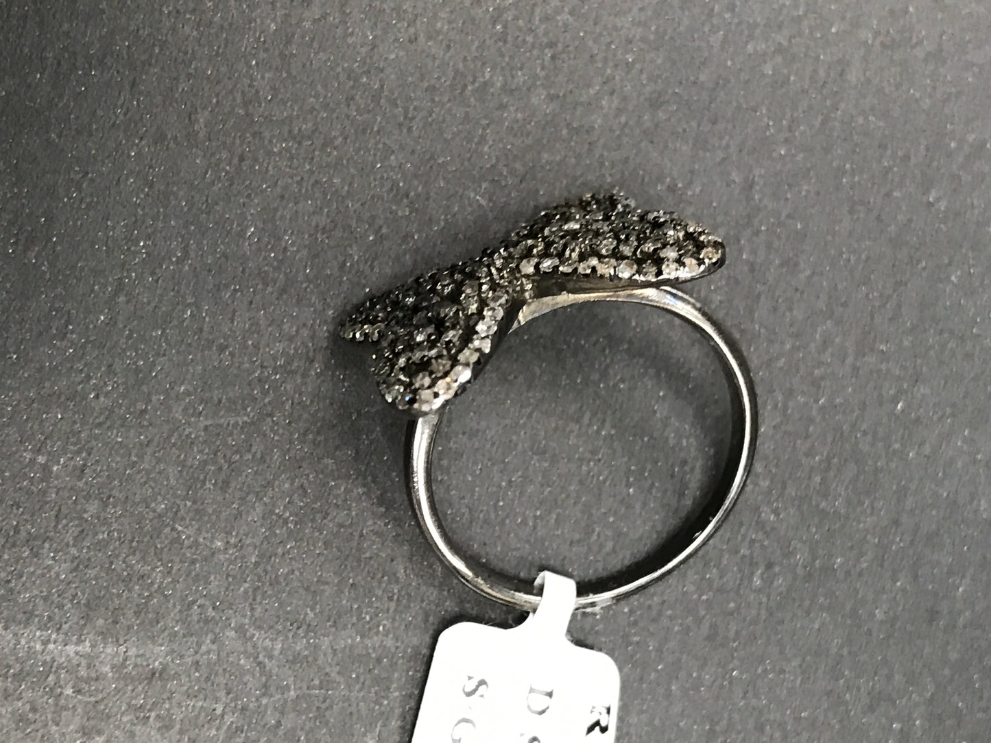 Butterfly Pave Diamond Ring .925 Oxidized Sterling Silver Diamond Ring, Genuine handmade pave diamond Ring Size Approx 0.76"(15 x 19 MM)