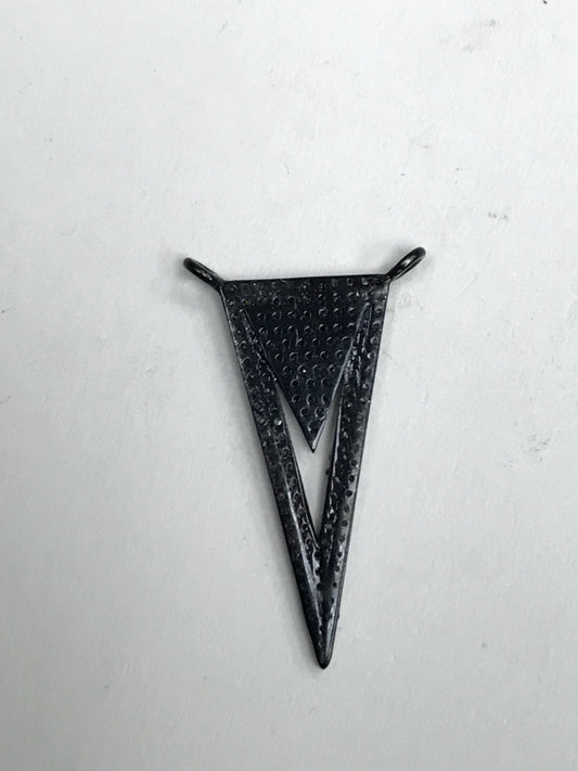 Triangle Diamond Charm .925 Oxidized Sterling Silver Diamond Charm, Genuine handmade pave diamond Charm Size Approx 1.52"(18 x 38 MM)