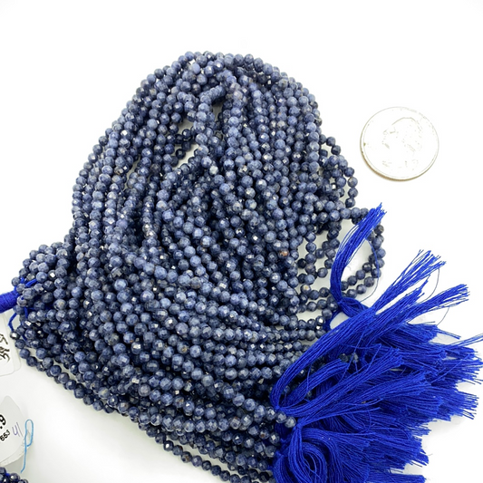 Sapphire, Blue Sapphire Beads Faceted Round, Round Faceted Beads,